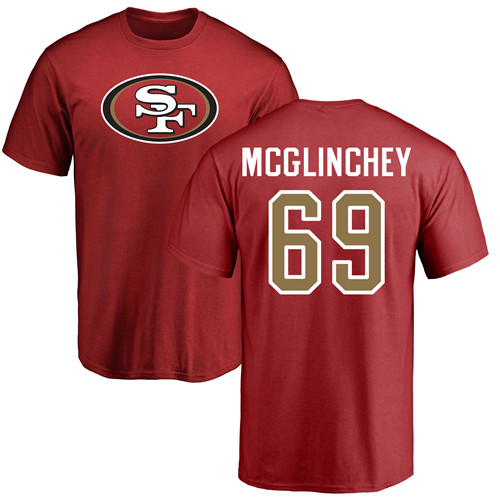 Men San Francisco 49ers Red Mike McGlinchey Name and Number Logo 69 NFL T Shirt